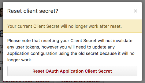 GitHub reset client secret prompt